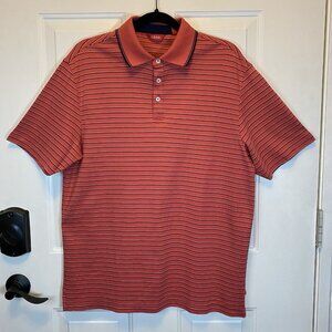 IZOD Men’s Golf Casual Shirt 1/4 Button Cranberry Striped Collared Sz M NWT